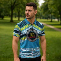 Personalised Tonga Lavengamalie College Zipper Polo Shirt Polynesian Ngatu Tribal LT9 - Polynesian Pride