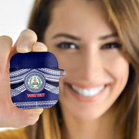 Personalised Tonga Sia'atoutai Theological College AirPods Case Polynesian Ngatu Tribal LT9 Blue - Polynesian Pride