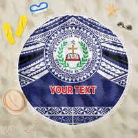 Personalised Tonga Sia'atoutai Theological College Beach Blanket Polynesian Ngatu Tribal LT9 One Size 150cm Blue - Polynesian Pride