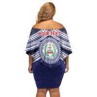 Personalised Tonga Sia'atoutai Theological College Off Shoulder Short Dress Polynesian Ngatu Tribal