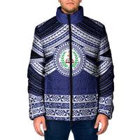 Personalised Tonga Sia'atoutai Theological College Padded Jacket Polynesian Ngatu Tribal LT9 Men Blue - Polynesian Pride