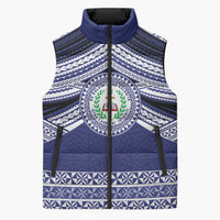 Personalised Tonga Sia'atoutai Theological College Sleeveless Puffer Jacket Polynesian Ngatu Tribal LT9 Unisex Blue - Polynesian Pride