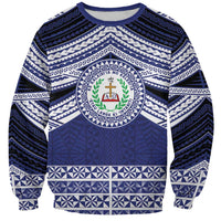 Personalised Tonga Sia'atoutai Theological College Sweatshirt Polynesian Ngatu Tribal LT9 Unisex Blue - Polynesian Pride
