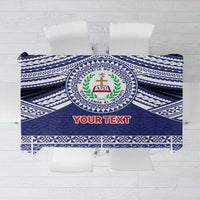 Personalised Tonga Sia'atoutai Theological College Tablecloth Polynesian Ngatu Tribal LT9 Blue - Polynesian Pride