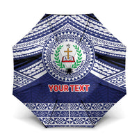 Personalised Tonga Sia'atoutai Theological College Umbrella Polynesian Ngatu Tribal LT9 One Size Folded 11.42 inch Opened Diameter 37.4 inch Blue - Polynesian Pride