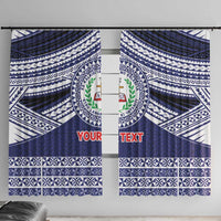 Personalised Tonga Sia'atoutai Theological College Window Curtain Polynesian Ngatu Tribal LT9 With Hooks Blue - Polynesian Pride