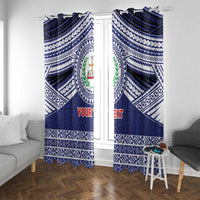 Personalised Tonga Sia'atoutai Theological College Window Curtain Polynesian Ngatu Tribal LT9 With Grommets Blue - Polynesian Pride