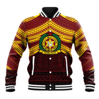 Personalised Tonga Vava'u High School Baseball Jacket Polynesian Ngatu Tribal LT9 Unisex Red - Polynesian Pride