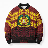 Personalised Tonga Vava'u High School Bomber Puffer Jacket Polynesian Ngatu Tribal LT9 Unisex Red - Polynesian Pride