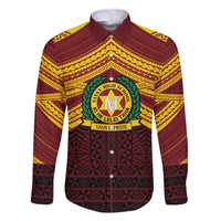 Personalised Tonga Vava'u High School Family Matching Off The Shoulder Long Sleeve Dress and Hawaiian Shirt Polynesian Ngatu Tribal