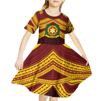Personalised Tonga Vava'u High School Kid Short Sleeve Dress Polynesian Ngatu Tribal LT9 - Polynesian Pride