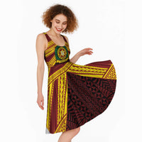 Personalised Tonga Vava'u High School Midi Dress Polynesian Ngatu Tribal - Polynesian Pride