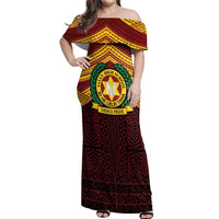 Personalised Tonga Vava'u High School Off Shoulder Maxi Dress Polynesian Ngatu Tribal