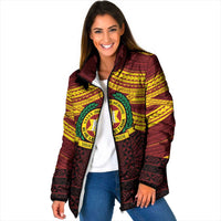 Personalised Tonga Vava'u High School Padded Jacket Polynesian Ngatu Tribal LT9 Women Red - Polynesian Pride