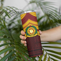 Personalised Tonga Vava'u High School Skinny Tumbler Polynesian Ngatu Tribal