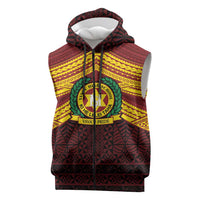 Personalised Tonga Vava'u High School Sleeveless Zip Hoodie Polynesian Ngatu Tribal LT9 Red - Polynesian Pride