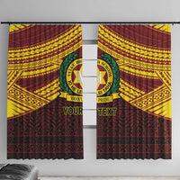 Personalised Tonga Vava'u High School Window Curtain Polynesian Ngatu Tribal LT9 With Hooks Red - Polynesian Pride