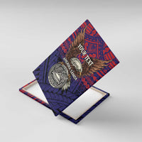 American Samoa Brave Eagle Personalized Canvas Wall Art National Flag Color LT9 With Frame Blue - Polynesian Pride
