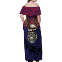 American Samoa Brave Eagle Personalized Family Matching Off Shoulder Maxi Dress and Hawaiian Shirt National Flag Color