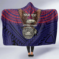 American Samoa Brave Eagle Personalized Hooded Blanket National Flag Color LT9 One Size Blue - Polynesian Pride