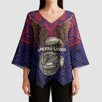 American Samoa Brave Eagle Personalized Kimono Sleeve Blouse National Flag Color - Polynesian Pride