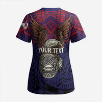 American Samoa Brave Eagle Personalized Scrub Top National Flag Color LT9 - Polynesian Pride