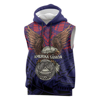 American Samoa Brave Eagle Personalized Sleeveless Hoodie National Flag Color - Polynesian Pride