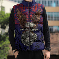 American Samoa Brave Eagle Personalized Sleeveless Puffer Jacket National Flag Color - Polynesian Pride