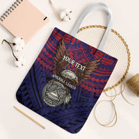 American Samoa Brave Eagle Personalized Tote Bag National Flag Color LT9 White Strap One Size Blue - Polynesian Pride