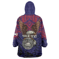 American Samoa Brave Eagle Personalized Wearable Blanket Hoodie National Flag Color