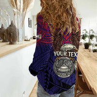 American Samoa Brave Eagle Personalized Women Casual Shirt National Flag Color