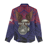 American Samoa Brave Eagle Personalized Women Casual Shirt National Flag Color