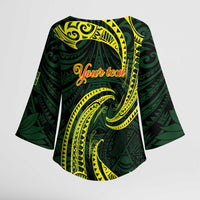 American Samoa Manua Cession Day Personalized Kimono Sleeve Blouse Polynesian Wave Style LT9 - Polynesian Pride