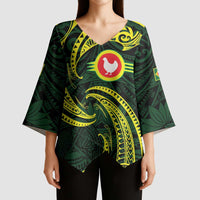 American Samoa Manua Cession Day Personalized Kimono Sleeve Blouse Polynesian Wave Style LT9 - Polynesian Pride