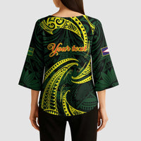American Samoa Manua Cession Day Personalized Kimono Sleeve Blouse Polynesian Wave Style LT9 - Polynesian Pride