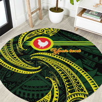 American Samoa Manua Cession Day Personalized Round Carpet Polynesian Wave Style