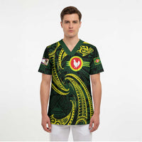 American Samoa Manua Cession Day Personalized Scrub Top Polynesian Wave Style LT9 - Polynesian Pride