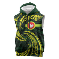American Samoa Manua Cession Day Personalized Sleeveless Zip Hoodie Polynesian Wave Style LT9 Green - Polynesian Pride