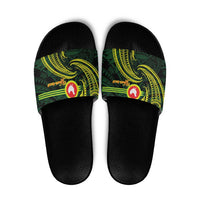American Samoa Manua Cession Day Personalized Slide Sandals Polynesian Wave Style - Polynesian Pride