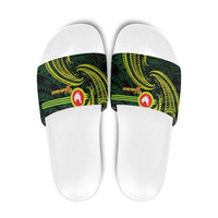 American Samoa Manua Cession Day Personalized Slide Sandals Polynesian Wave Style - Polynesian Pride