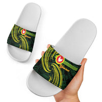 American Samoa Manua Cession Day Personalized Slide Sandals Polynesian Wave Style - Polynesian Pride
