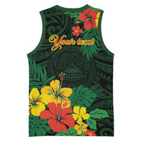 American Samoa Manu'atele Personalized Basketball Jersey Manua Island Hibiscus Flowers - Polynesian Pride