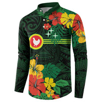 American Samoa Manu'atele Personalized Button Sweatshirt Manua Island Hibiscus Flowers LT9 - Polynesian Pride