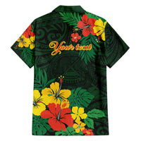 American Samoa Manu'atele Personalized Family Matching Off The Shoulder Long Sleeve Dress and Hawaiian Shirt Manua Island Hibiscus Flowers