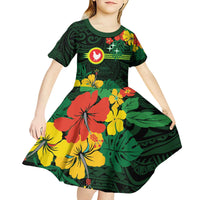 American Samoa Manu'atele Personalized Kid Short Sleeve Dress Manua Island Hibiscus Flowers