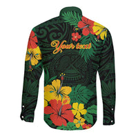 American Samoa Manu'atele Personalized Long Sleeve Button Shirt Manua Island Hibiscus Flowers