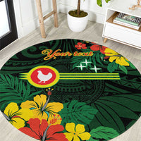 American Samoa Manu'atele Personalized Round Carpet Manua Island Hibiscus Flowers