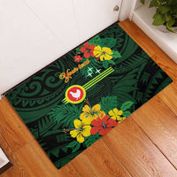 American Samoa Manu'atele Personalized Rubber Doormat Manua Island Hibiscus Flowers LT9 - Polynesian Pride