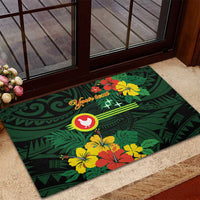 American Samoa Manu'atele Personalized Rubber Doormat Manua Island Hibiscus Flowers LT9 - Polynesian Pride