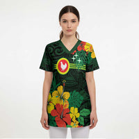 American Samoa Manu'atele Personalized Scrub Top Manua Island Hibiscus Flowers LT9 - Polynesian Pride